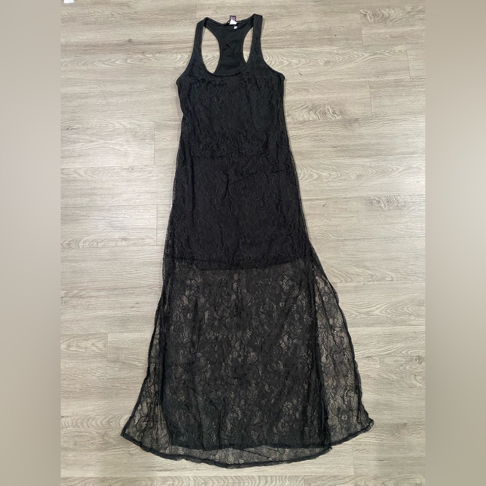 Victorias Secret Black Lace Maxi‎ Dress Lined XS